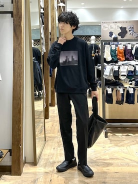 「おでかけ」｜「アイテム（スウェット）」を使った、りょうさん（メンズ・166cm）の冬コーディネート