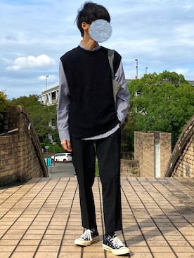 「UNIQLO（ユニクロ）のアイテム（スラックス）」を使った、りょうさん（メンズ・166cm）の秋コーディネート