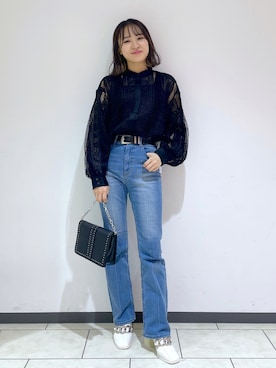 「PAGEBOY（ページボーイ）のチェーンスタッズショルダー（ショルダーバッグ）」を使った、mihoさん（レディース・156cm）の夏コーディネート