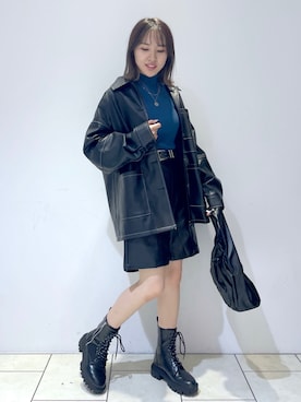 「秋トレンド2021」｜「アイテム（ブルゾン）」を使った、mihoさん（レディース・156cm）の秋コーディネート