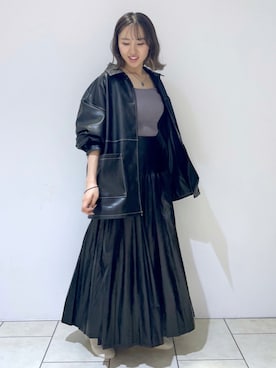 「ステッチ」｜「アイテム（ブルゾン）」を使った、mihoさん（レディース・156cm）の秋コーディネート