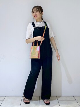 「PAGEBOY（ページボーイ）のアイテム（サロペット/オーバーオール）」を使った、mihoさん（レディース・156cm）の夏コーディネート