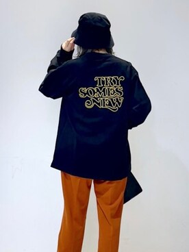 「PBLIM（ページボーイリム）のアイテム（スラックス）」を使った、mihoさん（レディース・156cm）の秋コーディネート