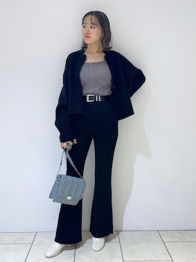 「コラボ」｜「アイテム（その他アウター）」を使った、mihoさん（レディース・156cm）の秋コーディネート
