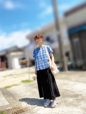 「chambre de charme（シャンブルドゥシャーム）のアイテム（トップス）」を使った、ちぃさん（レディース・158cm）の夏コーディネート