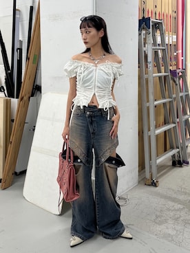 「アイテム（パンプス、ホワイト系）」を使った、SLY officialさん（レディース・162cm）の夏コーディネート