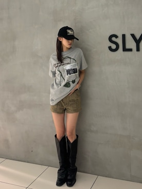 「SLY（スライ）のアイテム（帽子）」を使った、SLY officialさん（レディース・160cm）の夏コーディネート