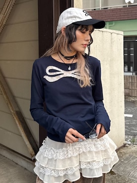 「SLY（スライ）のアイテム（キャップ）」を使った、SLY officialさん（レディース・160cm）の夏コーディネート