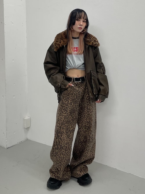 2025AW】LEOPARD WIDE LEG PT-D レオパード ワイドレッグ パンツ