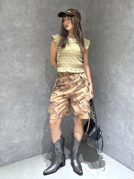 「SLY（スライ）のアイテム（帽子）」を使った、SLY officialさん（レディース・158cm）の夏コーディネート