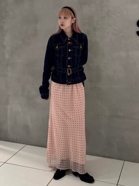 「SLY（スライ）の【SNSで話題！】COMFORT MAXI SKIRT コンフォートマキシスカート 夏服（スカート、ピンク系）」を使った、SLY officialさん（レディース・163cm）の秋コーディネート