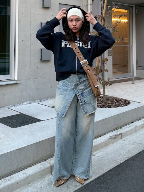 セール】REMAKE ASYMMETRY L/W DENIM PT リメイク アシンメトリー ロー