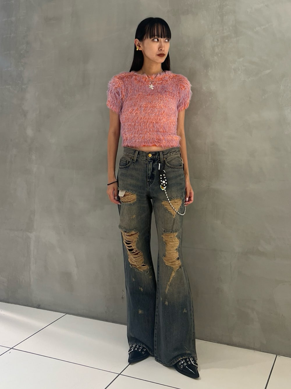 ローウエスト トアー イット アップ フレア ジーンズ ビー SLY（スライ）の「L/W TORE IT UP FLARE JEANS-B ローウエスト