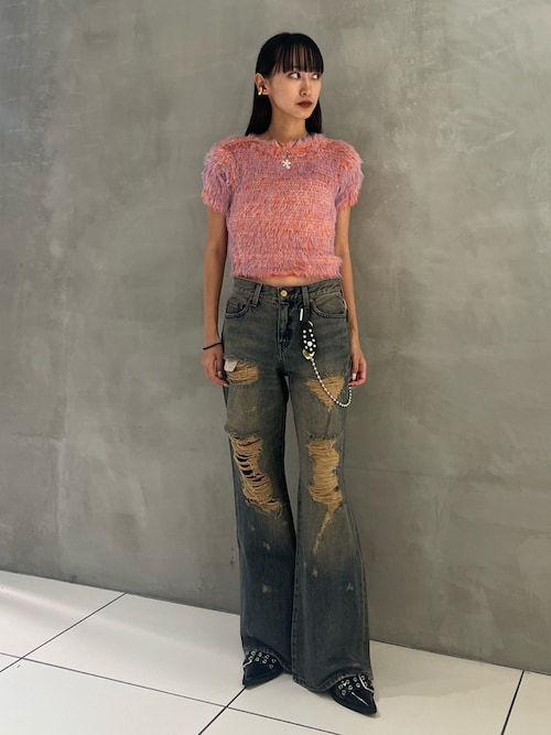 L/W TORE IT UP FLARE JEANS-B ローウエスト トアー イット