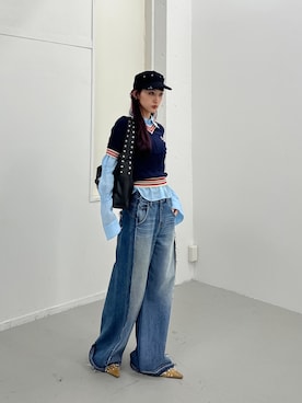 「SLY（スライ）のアイテム（パンツ）」を使った、SLY officialさん（レディース・162cm）の冬コーディネート