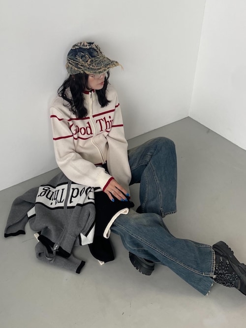 カーディガン 「2サイズ展開」LINE LOGO ZIP C/D ライン ロゴ ジップ カーディガン レディース SLY カーディガン 「2サイズ展開」LINE LOGO ZIP C/D ライン