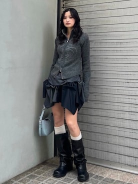 「SLY（スライ）のアイテム（ブーツ）」を使った、SLY officialさん（レディース・157cm）の冬コーディネート