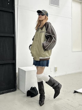 「アウターコーデ」｜「アイテム（キャップ）」を使った、SLY officialさん（レディース・163cm）の冬コーディネート