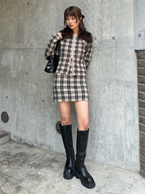 【2025AW】F/FUR COLLAR KNIT TOPS フェイクファー カラー ニット トップス 秋服 冬服