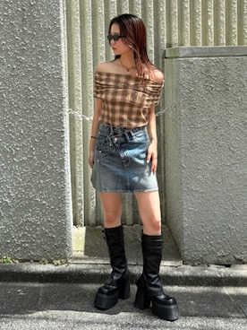 「アイテム（デニムスカート）」を使った、SLY officialさん（レディース・166cm）の夏コーディネート