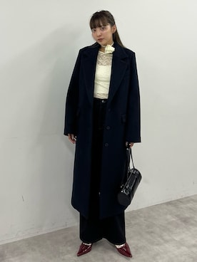 「アイテム（チェスターコート、ブルー系）」を使った、SLY officialさん（レディース・167cm）の秋コーディネート
