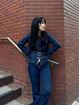 「SLY（スライ）のBELTED COMPACT DENIM JK ベルテッドコンパクトデニムジャケット 秋服 冬服（デニムジャケット、ブルー系）」を使った、SLY officialさん（レディース・163cm）の夏コーディネート
