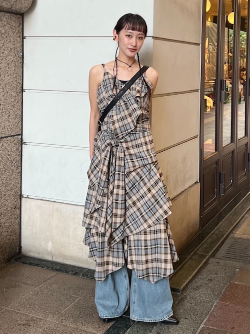 アシンメトリー 編み上げ リブニット ロングワンピース アシンメトリー 編み上げ リブニット ロングワンピース