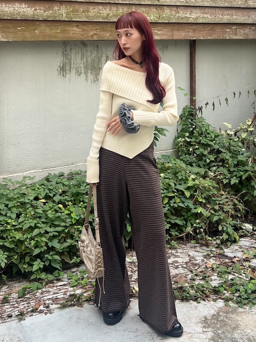 セール】BORDER KNIT RELAX PT ボーダー ニット リラックスパンツ 秋服