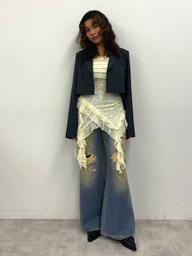「SLY（スライ）のアイテム（ジャケット/アウター）」を使った、SLY officialさん（レディース・159cm）の春コーディネート