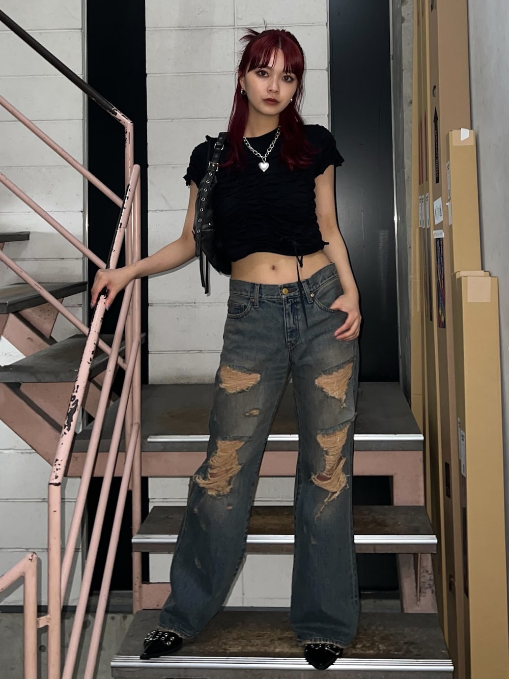 SLY（スライ）の「L/W TORE IT UP FLARE JEANS-B ローウエスト