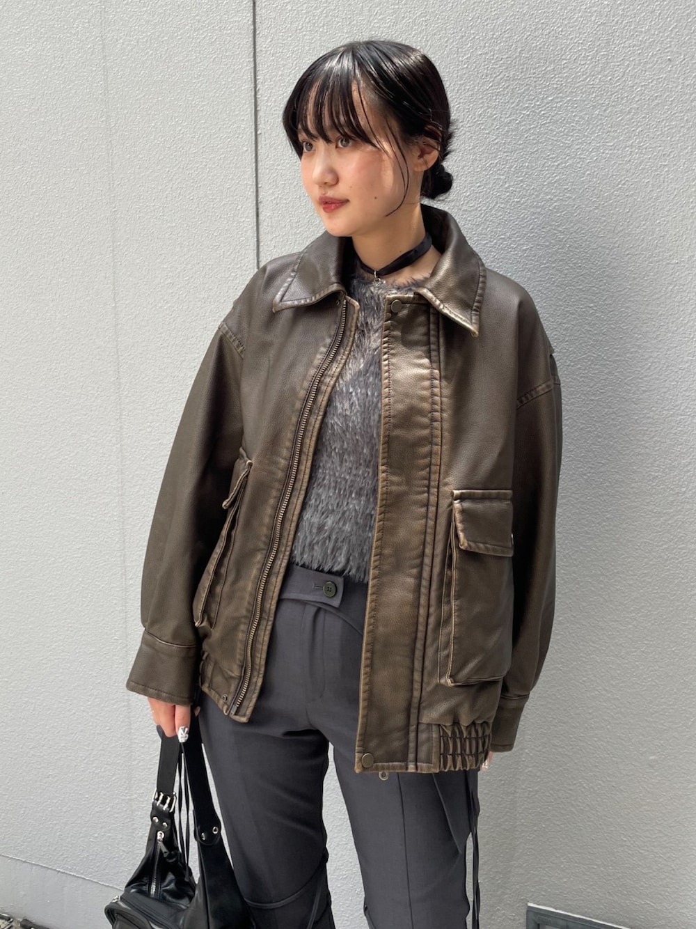SLY LEATHER FLIGHT JK フェイク レザー フライトジャケット SLY（スライ）の「【2サイズ展開】F/LEATHER FLIGHT JK フェイク