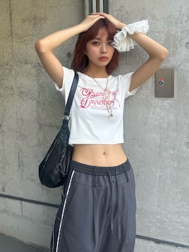 「Tシャツ/カットソー」｜「アイテム（アクセサリー）」を使った、SLY officialさん（レディース・164cm）の夏コーディネート