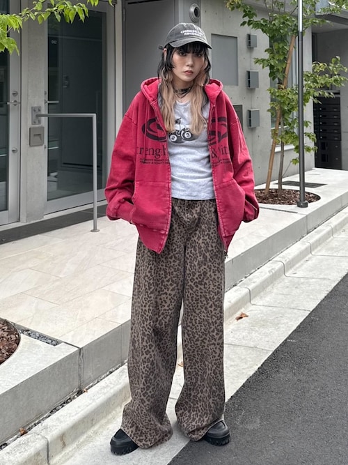 パンツ leoleo ヒョウ柄 パンツ メンズ ストリート系 ワイドパンツ B系