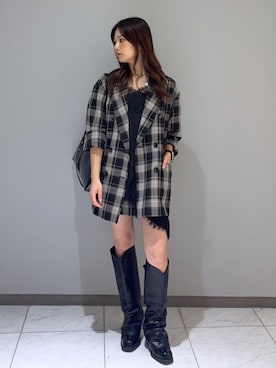 「SLY（スライ）の【AW PRE ORDER 第2弾】FINE LIGHT JK ファインライトジャケット 秋服（テーラードジャケット、ブラウン系）」を使った、SLY officialさん（レディース・163cm）の夏コーディネート