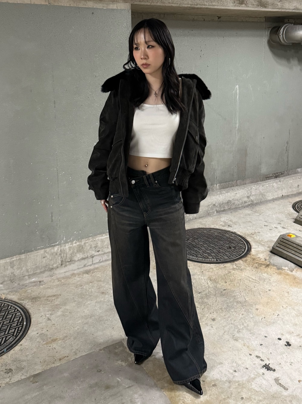 SLY WASHED PUFFER ブルゾン マルチブラック