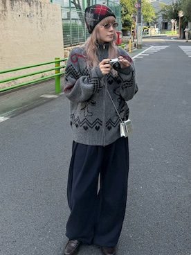 「ニット/セーター」｜「アイテム（帽子）」を使った、SLY officialさん（レディース・160cm）の秋コーディネート