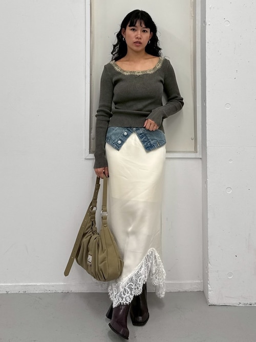 LACE DOCKING TOPS レースドッキング トップス 秋服 冬服（T