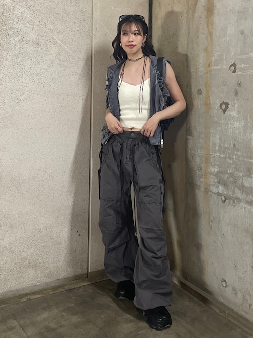 FRONT ZIP FRILL TOPS フロントジップ フリル トップス 夏服（T