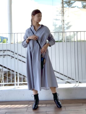 「高見え」｜「アイテム（シャツワンピース）」を使った、Mayumiさん（レディース・162cm）の秋コーディネート