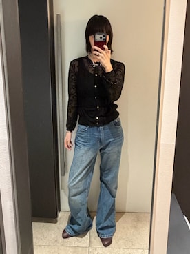 「アイテム（ブーツ、レッド系）」を使った、小山モモさん（レディース・167cm）の秋コーディネート