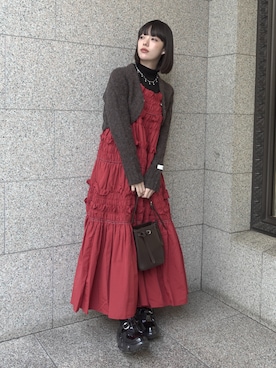 「アイテム（ドレスシューズ）」を使った、小山モモさん（レディース・167cm）の冬コーディネート