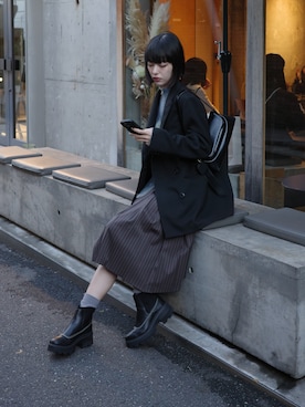 「SLY（スライ）のアイテム」を使った、小山モモさん（レディース・167cm）の秋コーディネート