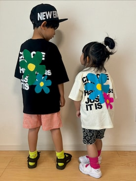 「アイテム（ハット、ブラック系）」を使った、shunさん（キッズ・90cm）の夏コーディネート