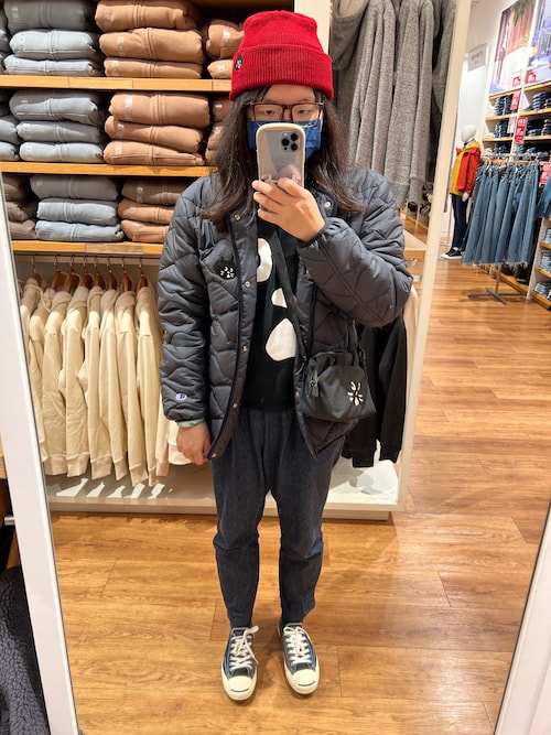 【新品】にゃーchampionコラボ　キルティングジャケット Champion（チャンピオン）の「にゃーとチャンピオンのキルト