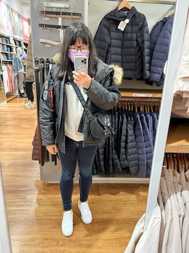 「にゃー（ニャー）のアイテム（ジャケット/アウター）」を使った、Atobeさん（レディース・167cm）の冬コーディネート