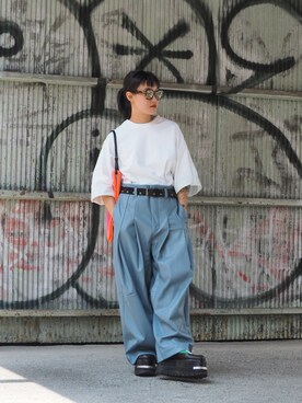 「SHINYAKOZUKA（シンヤコヅカ）のアイテム」を使った、ナズさん（レディース・157cm）の秋コーディネート