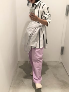 「SHINYAKOZUKA（シンヤコヅカ）のアイテム」を使った、ナズさん（レディース・157cm）の夏コーディネート