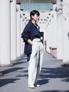 「YOKE（ヨーク）のアイテム（ジャケット/アウター）」を使った、ナズさん（レディース・157cm）の冬コーディネート