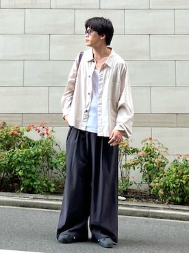 「アイテム（スラックス）」を使った、こぺさん（メンズ・171cm）の秋コーディネート