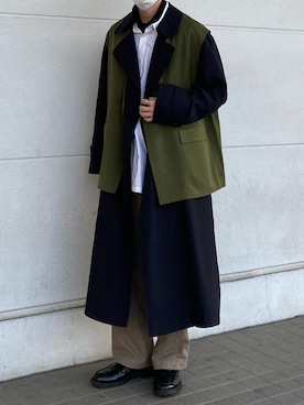 「UNIQLO（ユニクロ）のエクストラファインコットンブロードオーバーサイズシャツ（長袖）（シャツ/ブラウス）」を使った、こぺさん（メンズ・171cm）の冬コーディネート